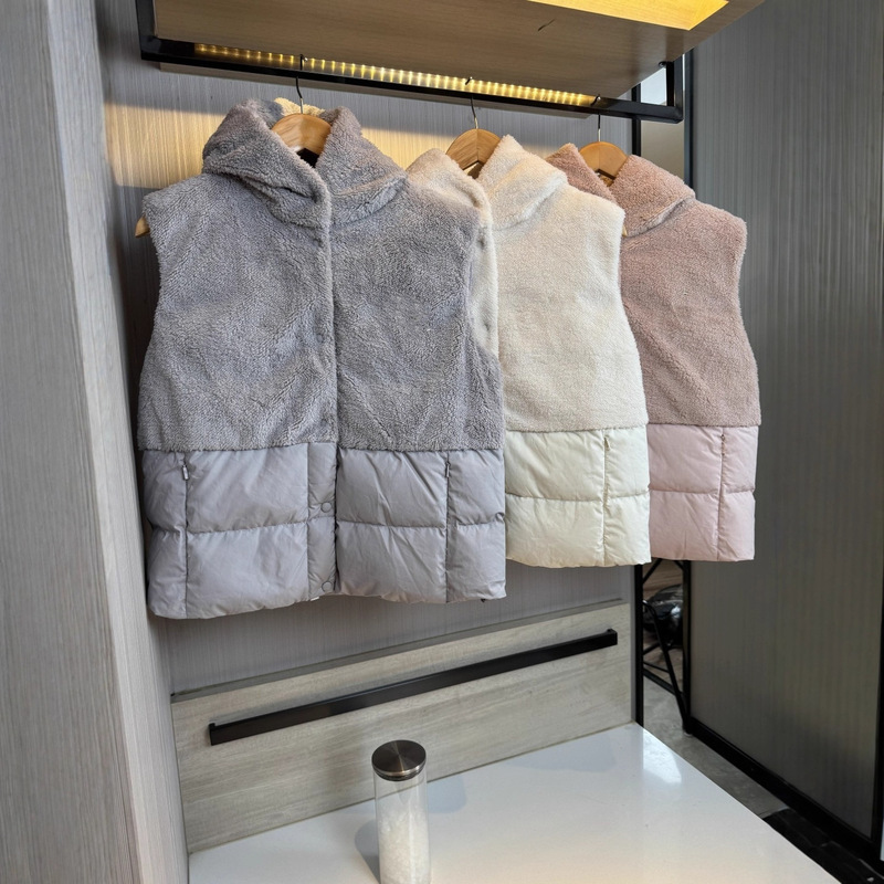 High Version High Quality Spot m's New Women's T*Dd* Teddy Velvet Hooded down Vest Jacket