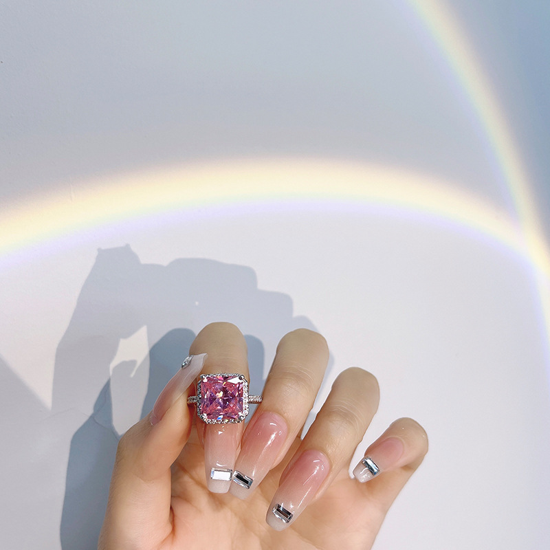 Luxurious Geometric Copper Inlay Zircon Open Ring