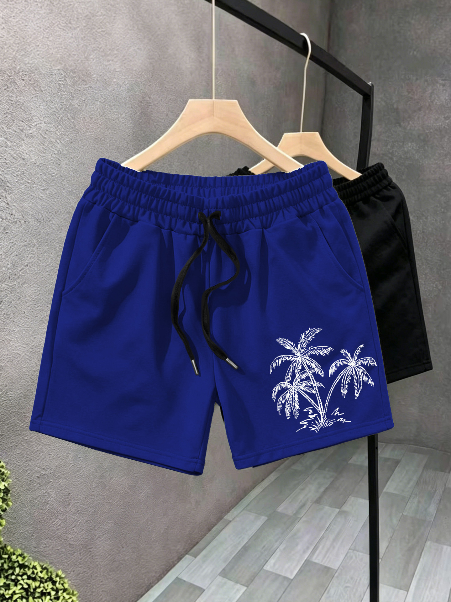 Men's Coconut Tree Print Swim Trunks Quick Drying Beach Shorts_voghion.com