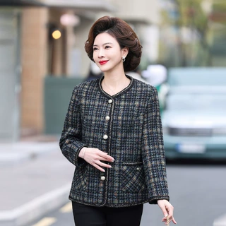 2026新款短款夹克中老年女装春秋洋气上衣中年妈妈春装小香风外套