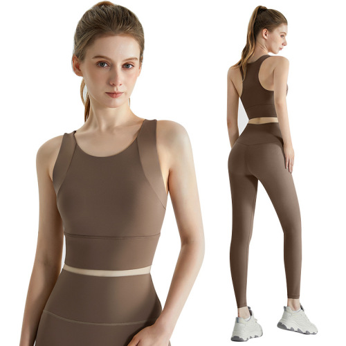 New yoga clothing suit for women, professional summer outer wear vest, shock-proof high-waisted tight-fitting no-embarrassing line sports suit
