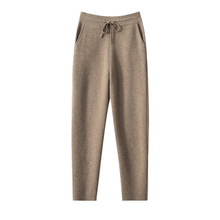 韩版休闲百搭山羊绒小脚裤针织裤显瘦口袋长裤高腰裤加厚保暖外穿