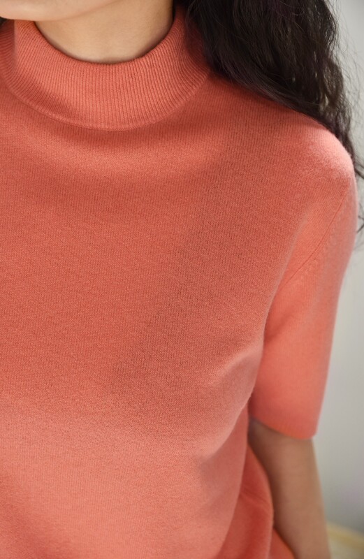 APC Knitted Cashmere Sweater Sweater 2023 New Semi-high Crewneck Base Shirt Women's Spring and Autumn Inner Slim-fit Short Sleeve