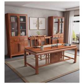 新中式实木书桌家用书房简约成人书法金丝檀木书画桌电脑办公家具