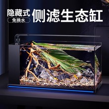 yee超白玻璃侧滤鱼缸客厅小型造景裸缸桌面生态养鱼乌龟缸水草缸
