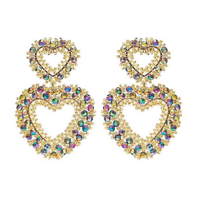 Holiday Occasion Glass Material 1 Pair Simple Style Classic Style Heart Shape Glass Drop Earrings