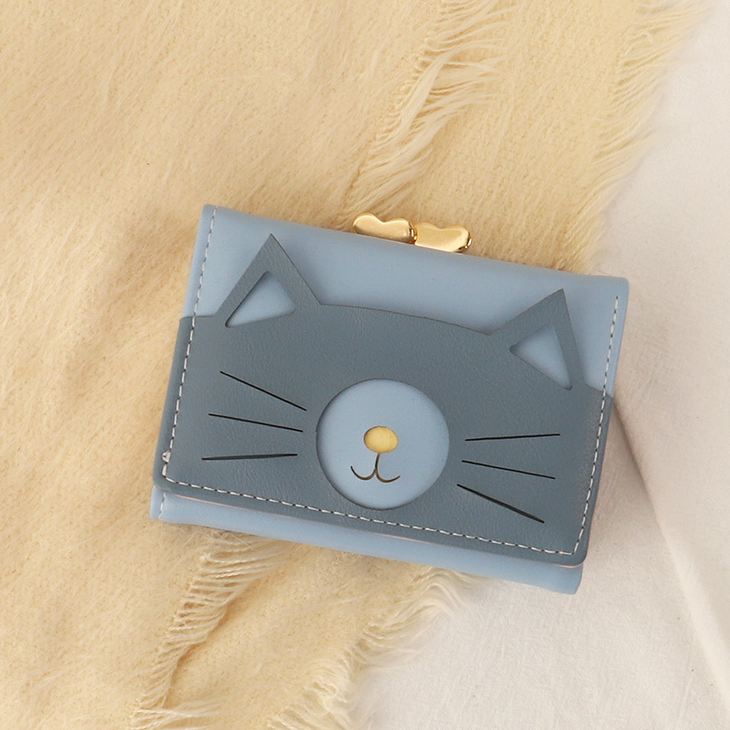 Nuevo bolso de tarjeta de estilo coreano japonés 30% de descuento para mujer billetera de estudiante bolso de clip corto monedero de gato multifuncional