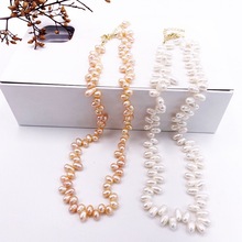 natural freshwater pearl necklace women's fashion barhaoke clavicle chain special-interest design 14k gilded necklace sweater chain undefined