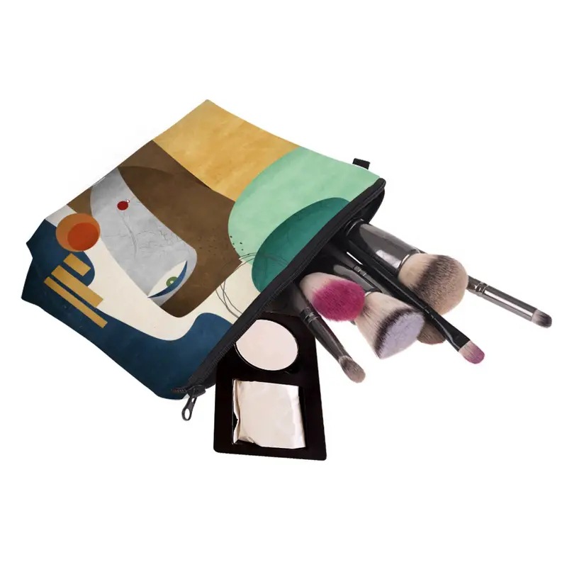 Transfronterizos Amazon Retro retrógrado pintura al óleo avatar lino impresión doble cara bolsa de maquillaje bolsa de almacenamiento para mujeres multifuncional