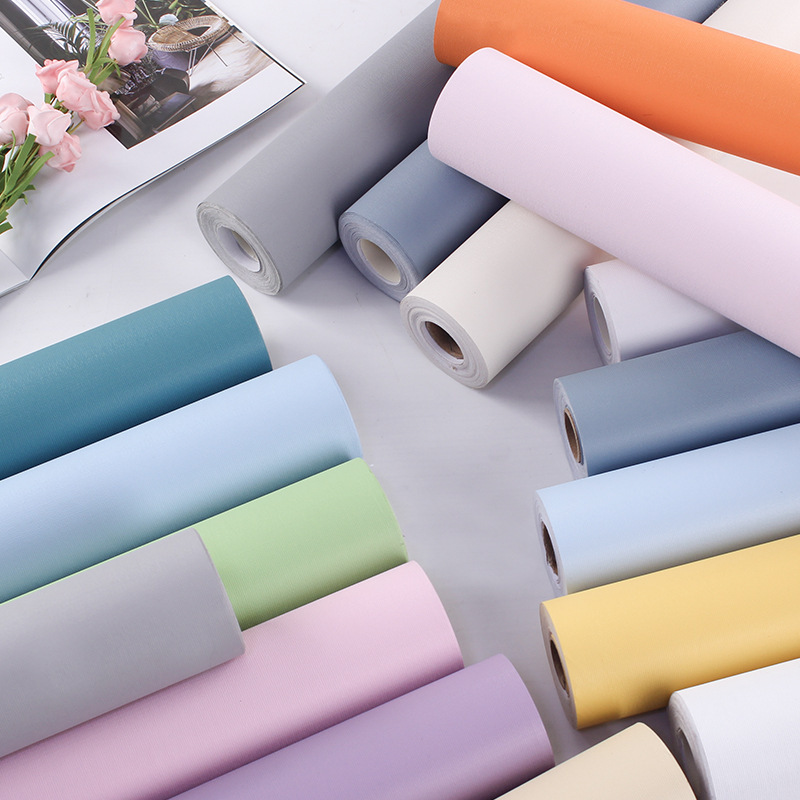 Wallpaper self-adhesive Morandi solid color Nordic wind waterproof moisture-proof bedroom transformation background wall decoration Net red sticker