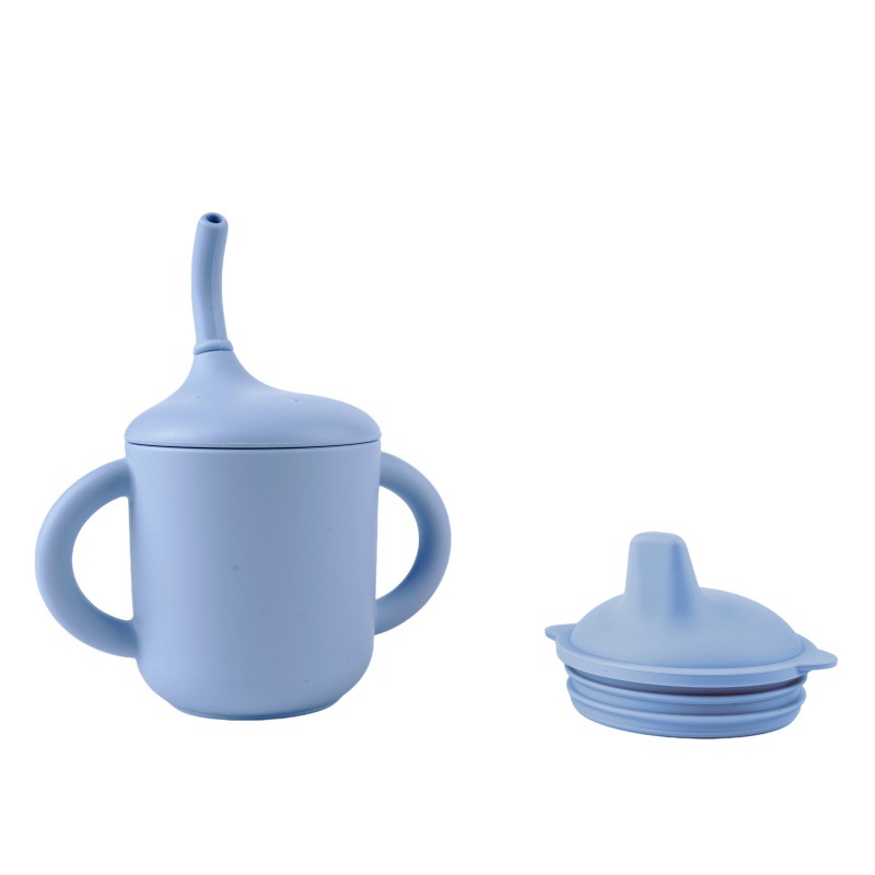 Alimentos de silicona set de cubiertos para niños cucharas blandas tenedor ventosa cuenco divisor de platos de comedor bib puede personalizar caja de regalo