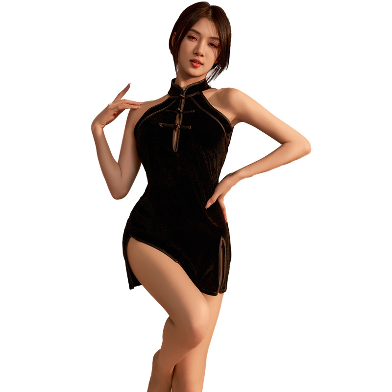 Lencería sexy uniforme seductora cheongsam Maid medianoche encanto pasión traje coqueteo cama puro deseo Pijamas