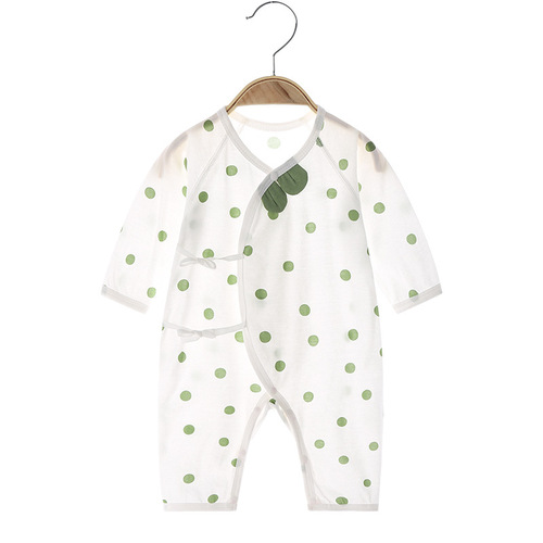 Baby jumpsuit summer pure cotton thin boneless newborn clothes harem long-sleeved air-conditioned clothes baby pajamas summer
