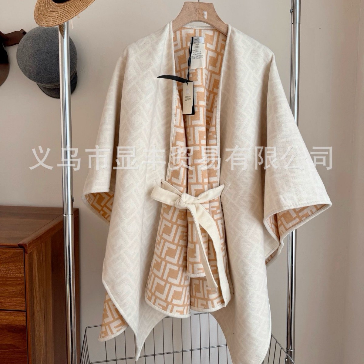 Correct Letter Print New Autumn/Winter Double-Sided Wool Coat Cashmere Thickened Cape Shawl Jacket