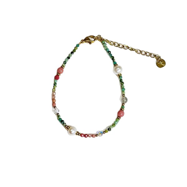 Retro organic small design turquoise beaded bracelet natural stone…