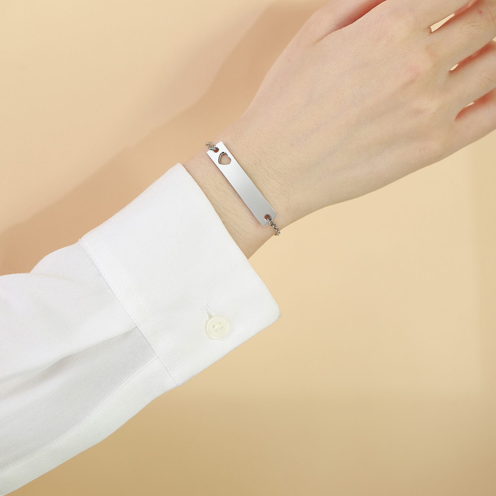 Fashion Heart Shape Stainless Steel Plating Bracelets 1 Piece