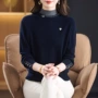 打底妈妈半高领拼接羊毛衫