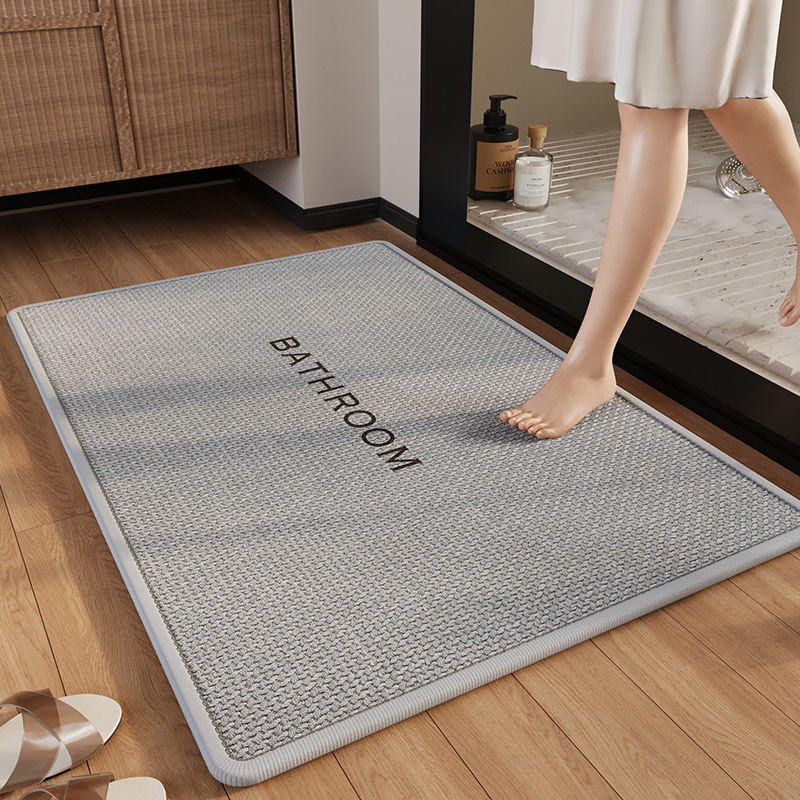 Imitation Linen Water-Absorbent Quick-Drying Bathroom Door Entry Mat Bathroom Floor Mat Bathroom Toilet Non-Slip and Stain-Resistant Feet