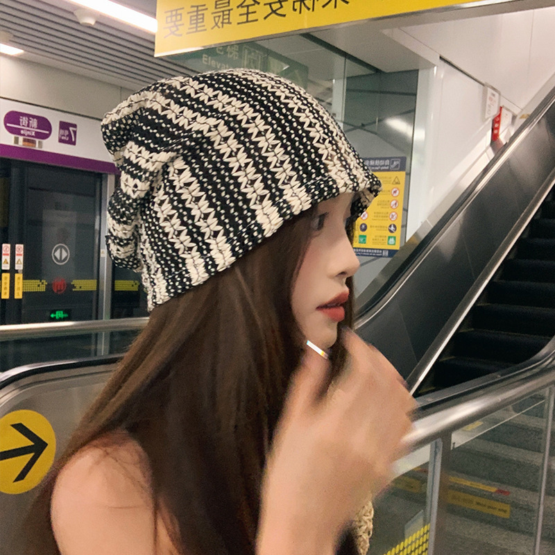 Spring and Summer Breathable Internet Popular Pile Cap Women's Postpartum Windproof Moon Cap All-match Face-showing Small Ear Protection Baotou Cold Hat