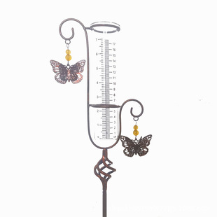 Spiral Garden standing pile rain gauge lawn precipitation rain gauge iron rain gauge with measuring cup rain collector