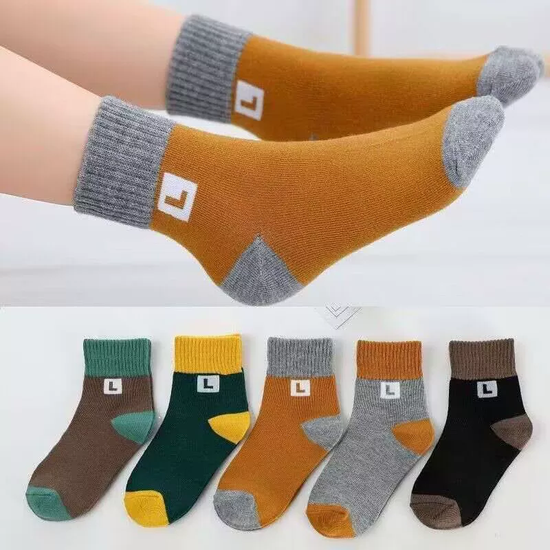 Demi-season children's cartoon socks for boys, mid-length