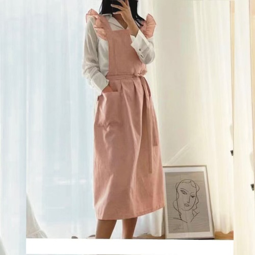 Dedicated Korean-style European-style small flying shoulder floral artistic painting studio coffee milk tea workwear stain-proof water-resistant apron