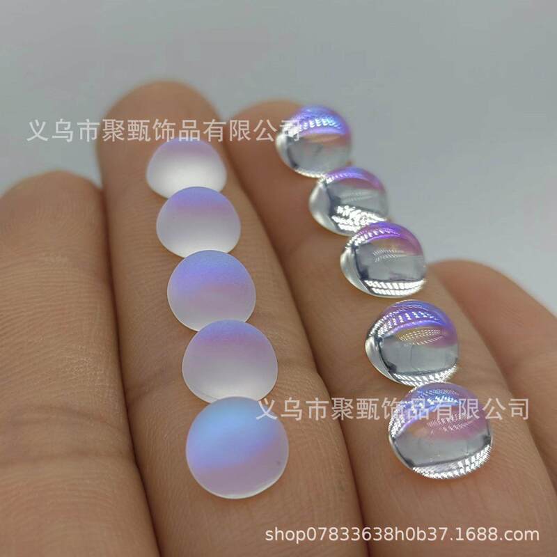 4~10mm Moonstone Glass Frosted Glossy Orchid-Colored Aurora Flat-Bottomed Semi-Circle Cabochon Ab Iridescent Half-Faced Bead 4~10mm Moonstone Glass Frosted Glossy Orchid-Colored Aurora Flat-Bottomed Semi-Circle Cabochon Ab Iridescent Half-Faced Bead
