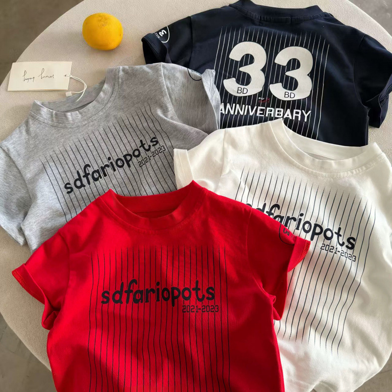 Children's cotton summer breathable short sleeve T-shirt for boys…