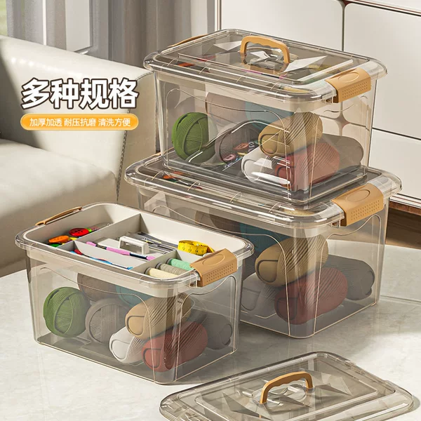 Large Household Sewing Needle and Thread Storage Box, Transparent Multifunctional Portable Clothing Repair Storage Box