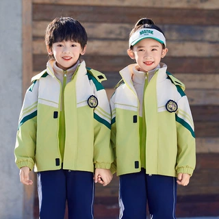 小学生校服冲锋衣三件套秋冬装儿童班服运动套装幼儿园园服春秋款
