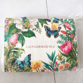 新款国风油画毛毡包 手提袋大容量印花水墨画国潮旅行购物广告袋