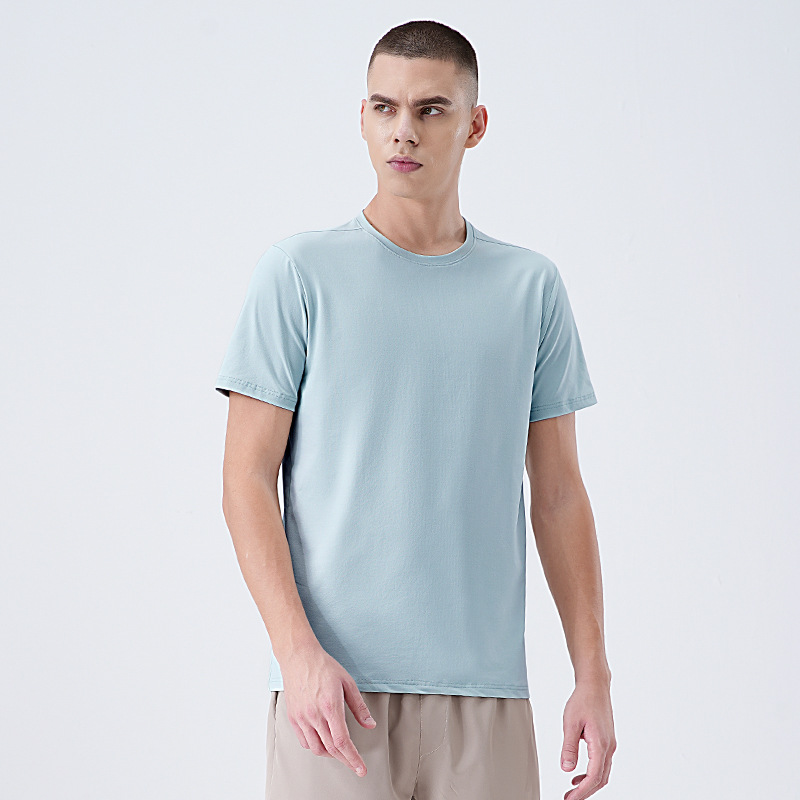 Europa y los Estados Unidos transfronterizos hombres corren frío camiseta de mangas cortas para hombres verano 2025 nuevo deporte al aire libre camiseta de cuello redondo