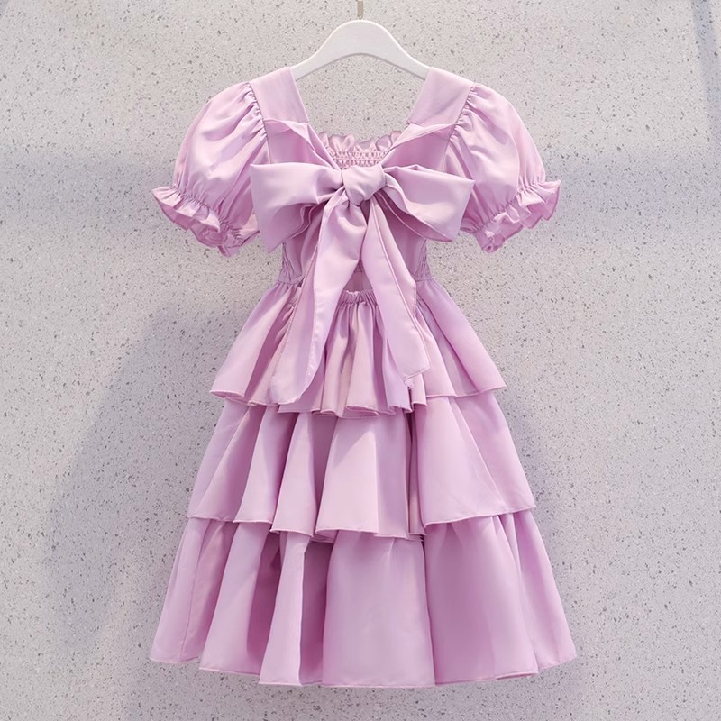 女の子ドレス、サマードレス、おしゃれな子供用女の子バックレススカート、ケーキドレス、夏の新しいふわふわプリンセスドレス|undefined