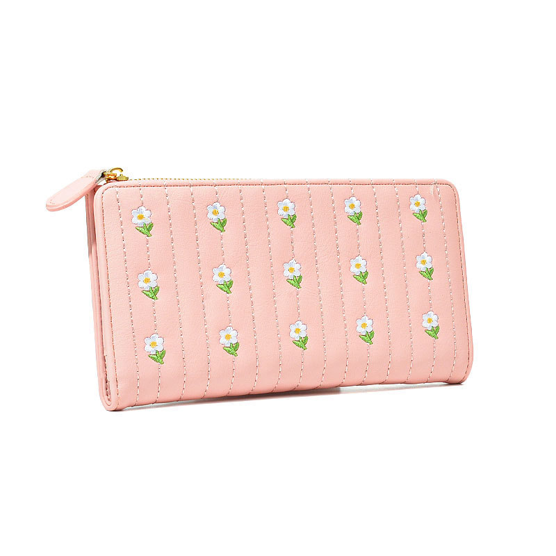 Heavy embroidery floral! Folding Long Wallet Women's Design Girl's Heart Wallet Student Coin Wallet New Style