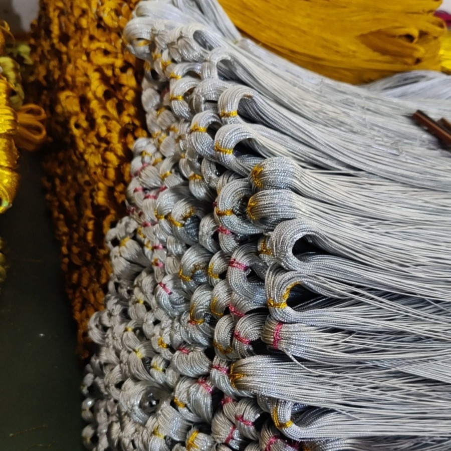 直径1.5mm毫米银金条编织扭线绳反光蓝绿紫黑红条编织线挂气球用