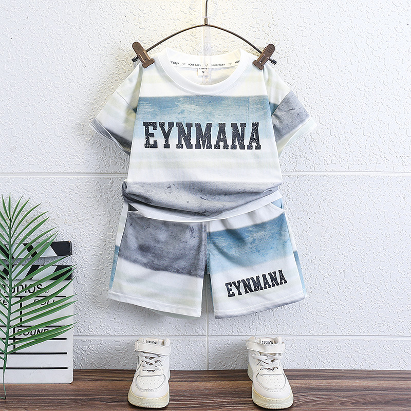 7143 Traje de verano para niños 2025 Nuevo estilo de moda para niños Estilo coreano de manga corta de dos piezas Ropa de verano para niños Trendy