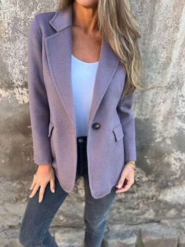 2026 New Arrival In Stock: European and American Cross-Border Women's Autumn/Winter Casual Woolen Lapel Pocket Suit Jacket for Women