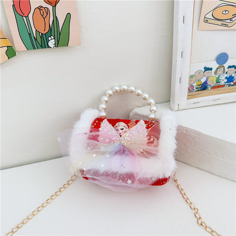 Lindo de los niños de Año Nuevo de moda rojo de la Perla bolso de moda del todo-fósforo de la cadena de bolsa de mensajero de las niñas Cambio de bolsa de hombro