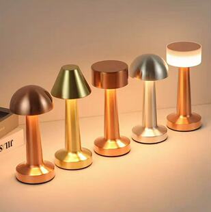 Cross-Border Led Rechargeable Dumbbell Mushroom Table Lamp Clear Bar Desktop Creative Restaurant Creative Decorative Atmosphere Lamp Wholesale