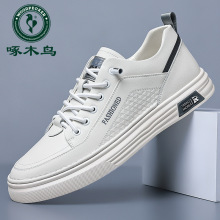 啄木鸟男鞋新款百搭休闲皮鞋男士真皮时尚小白鞋软底运动板鞋男潮