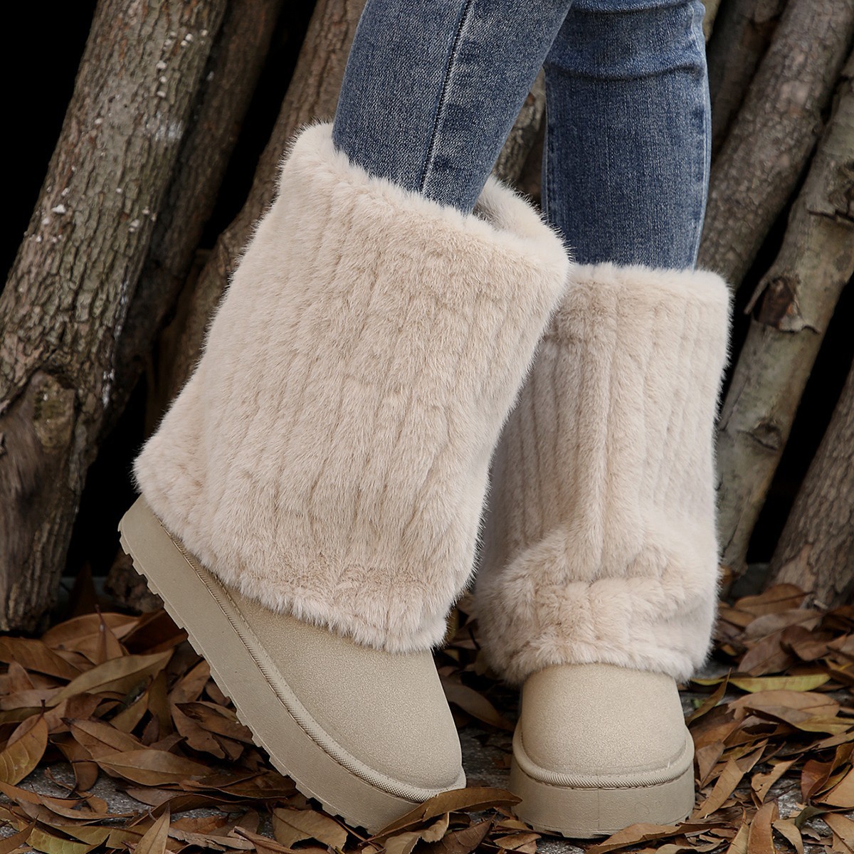 Transfronterizo 2025 nuevo engrosado de lana de invierno de moda caliente botas cortas botas de nieve de mujer comercio exterior