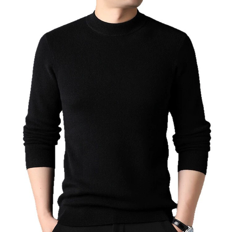 Cashmere colored keep warm knitted sweater, high collar