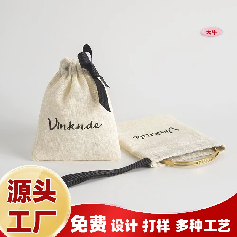 Сумка на завязках из хлопка на заказ с клапаном, льняная сумка для колец, браслетов, хранения ювелирных изделий, чехол на завязках из чистого хлопка, высококачественный.