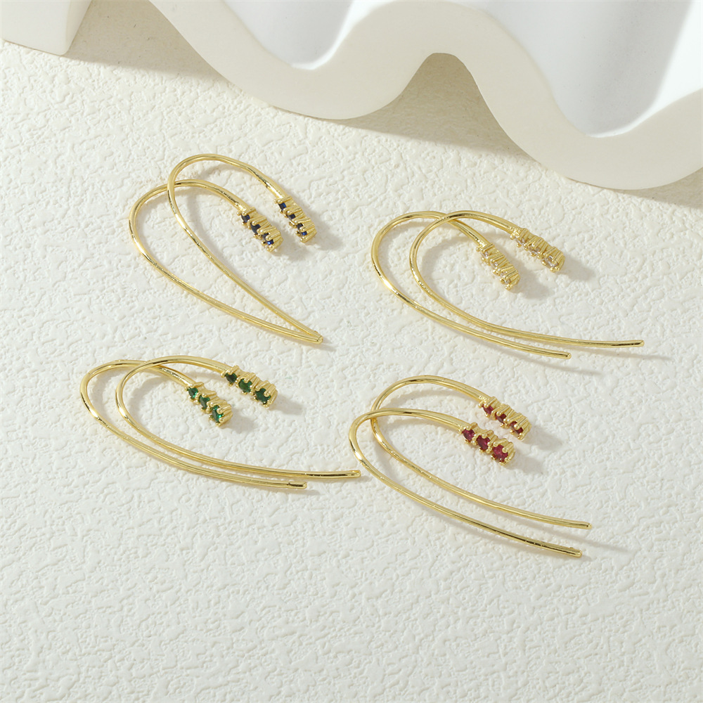 Copper trend elegant fashionable earrings with zircon