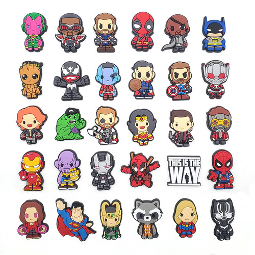 30 Marvel Suit Series Croc Shoes Flower Shoe Buckle Soft Rubber Removable Garden Shoes Accessories AliExpress