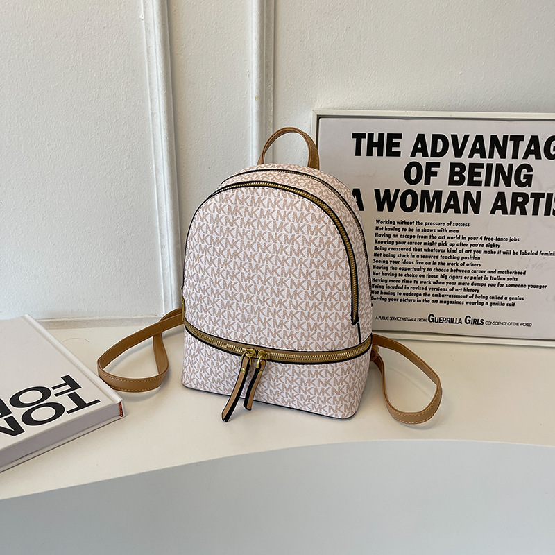 2026 New Fashion Trendy Mk Printed Portable Backpack High-Quality Travel Bag Stylish Campus Student Bag for Women