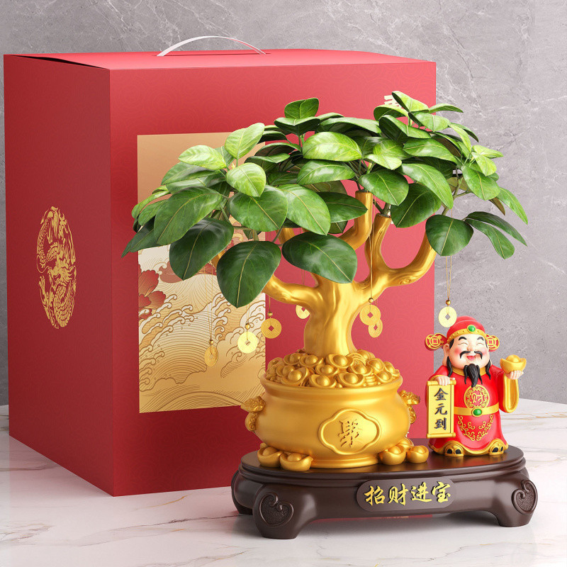 新しい富の神デスクトップ装飾品ショップレジオフィスフロントデスク金のなる木宝の穀装飾品オープン∑|undefined