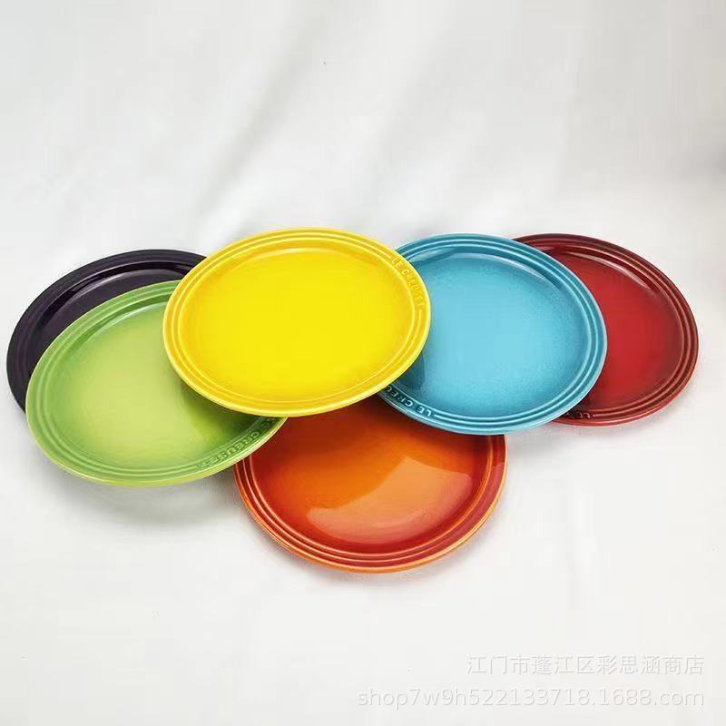 France L enamel rainbow plate set ceramic plate flat plate 6-piece tableware new product