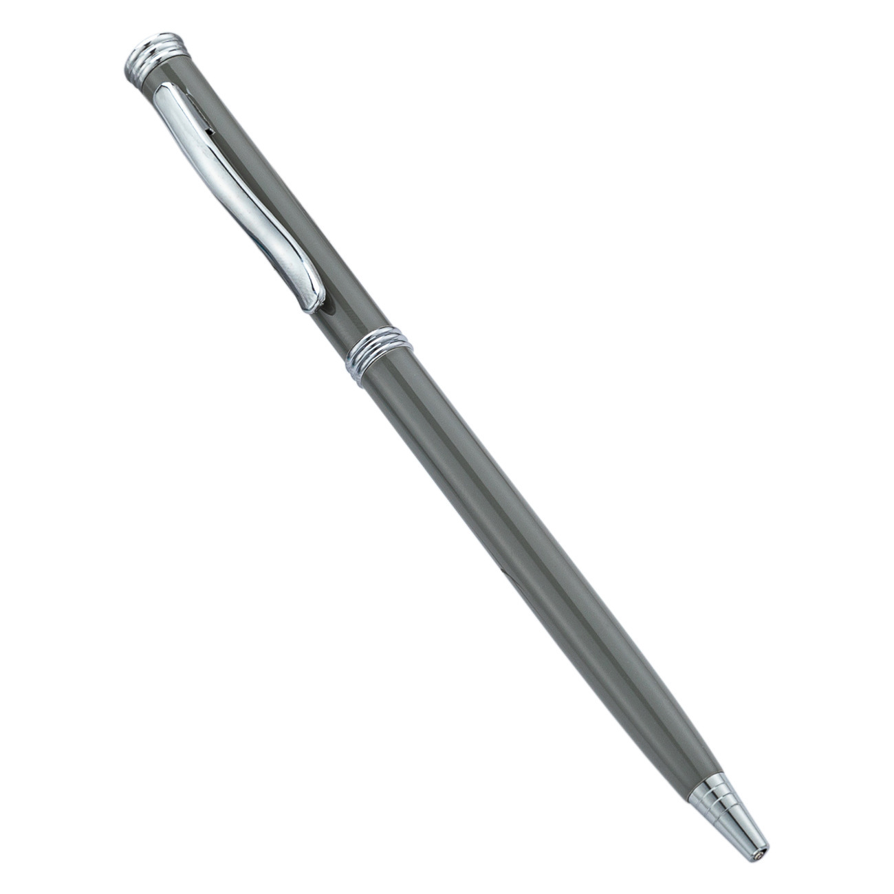 Nuevo bolígrafo de barra de aluminio puede fijar logotipo gris plateado hotel banquero bolígrafo de regalo de negocios bolígrafo de metal giratorio