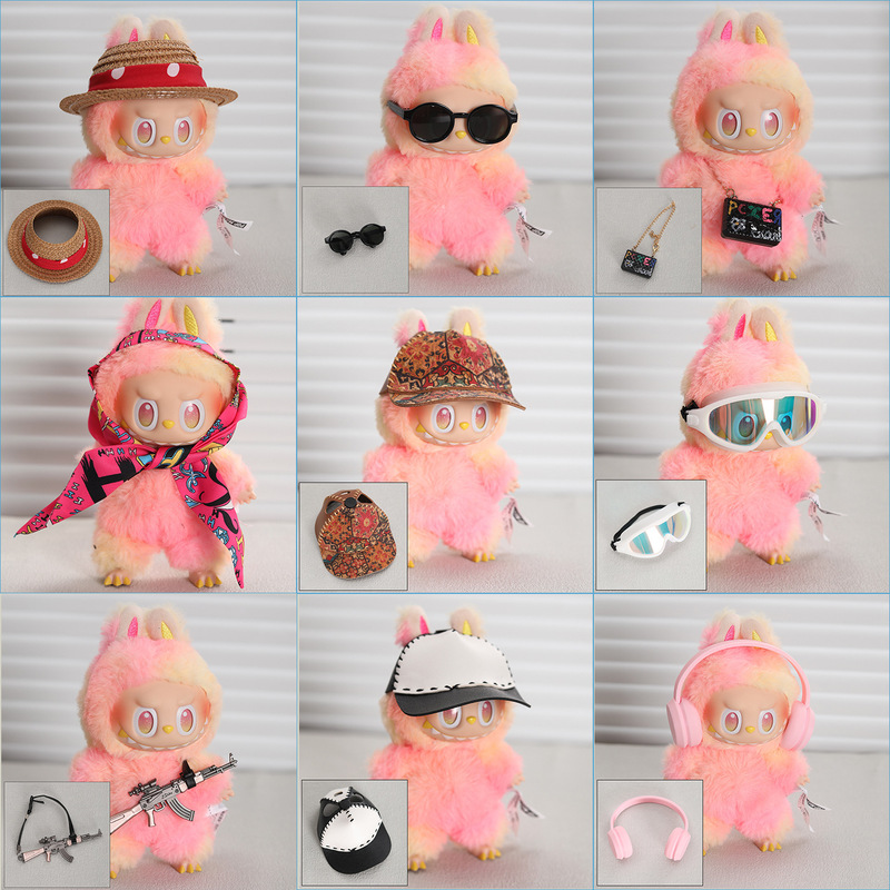 Suitable for Labubu17Cm Baby Clothes Accessories Headphones Straw Hat Sunglasses Glasses School Bag Headscarf Peaked Cap